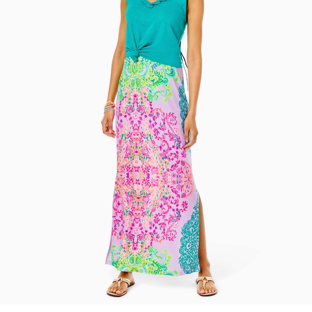 NWT Lilly Pulitzer Inez Maxi Skirt large sunshine vibes